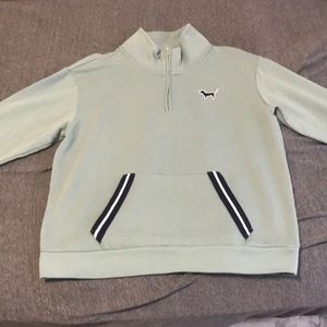 green half zip Victoria secret pink sweatshirt